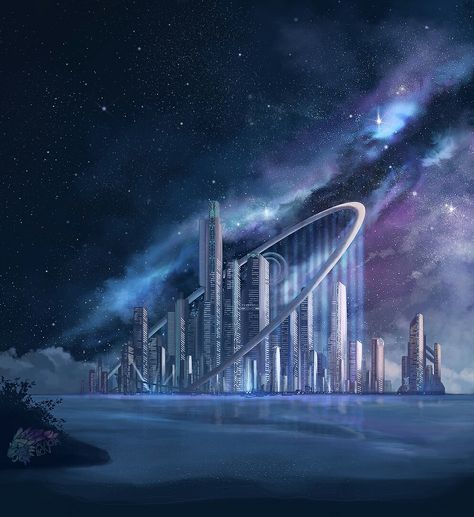 a cybertronian city Paradis Sombre, Quick Illustration, City Concept, Sci Fi Landscape, Sci Fi City, Rpg Map, Cyberpunk City, Falling Stars, Fantasy City