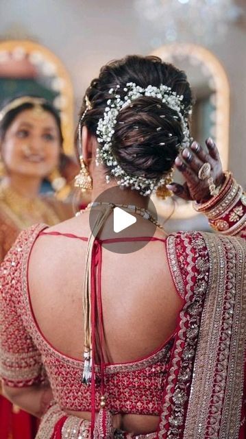 Aanal Savaliya on Instagram: "Pov : simplicity is classic 👌

Textured mid bun for our beautiful Bride on her wedding day with some beautiful dainty flowers and dainty beads." Bride Bun With Flowers, Hair Styles For Bride Wedding Day, Hair Styles For Bride, Bun With Flowers, Bride Bun, Bun Wedding, Dainty Flowers, Bun Styles, Bride Wedding