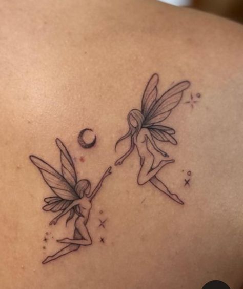 Fairy Themed Tattoo, Faeries Tattoo, Big Fairy Tattoo, Three Fairies Tattoo, Gemini Fairy Tattoo, Fairy Stomach Tattoo, Fairy Neck Tattoo, Fairy Angel Tattoo, Creepy Fairy Tattoo