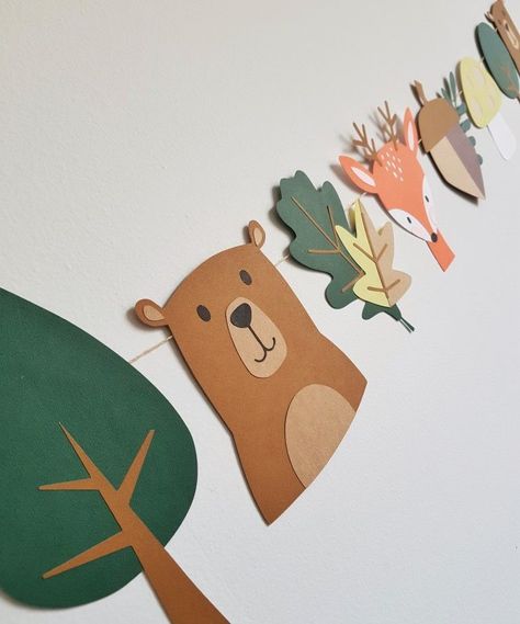 Woodland Animal Crafts, Woodland Banner, Autumn Crafts, Woodland Theme, Woodland Party, Baby Shower Woodland, School Crafts, Preschool Crafts, Fall Crafts