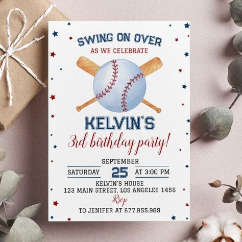 $2.7 | Baseball Birthday Invitation Batter Up - baseball birthday, batter up, boy birthday party, vintage baseball, slugger, sport, all star party, baseballs, modern, third birthday Third Birthday Boys, 3rd Birthday Party For Boy, Ticket Birthday Invitation, Soccer Birthday Invitation, Baseball Birthday Invitations, Baseball Invitations, Third Birthday Invitations, Baseball First Birthday, Sports Birthday Invitations