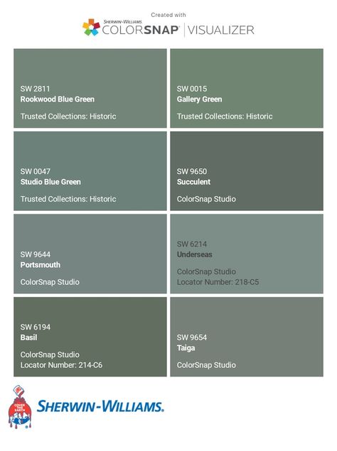 Sherwin Williams Succulent Color Palette, Succulent Paint Colors Sherwin Williams, Forest Wood Sherwin Williams, Sherwin Williams Green, Sherwin Williams Color Palette, Succulent Painting, Complimentary Color Scheme, Paint Color Inspiration, House Color Palettes