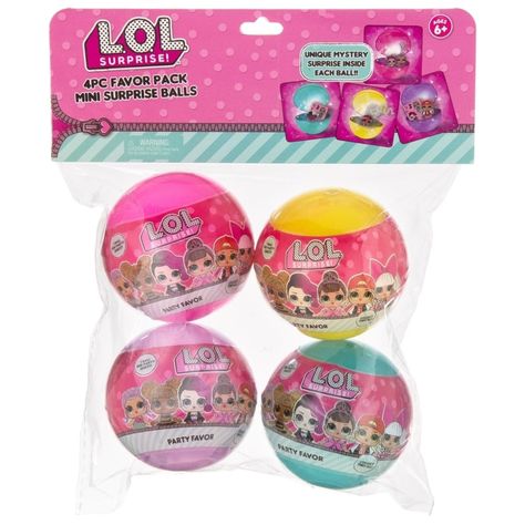 Brand Name: L.O.L. Surprise! Theme: Birthday Party Product Type: Mini Surprise Balls Material: Plastic Number in Package: 4 pc. Color: Assorted Lol Surprise Party Favors, Lol Party Favors, Gabby Dollhouse, Surprise Ball, Ball Birthday Parties, Surprise Birthday Party, Chelsea Doll, Ball Birthday, Doll Cake