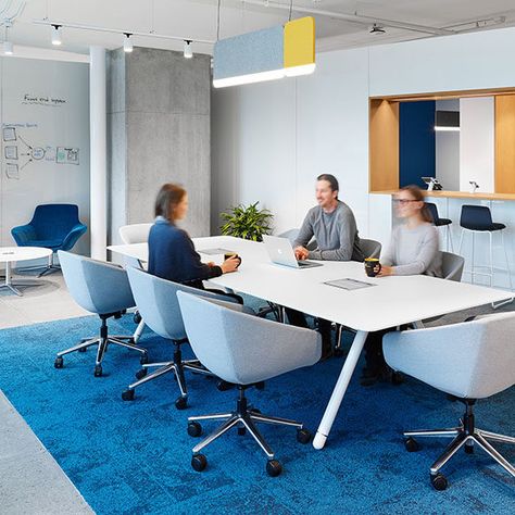 Corporate Interiors Archives - Perkins ... Blue Conference Room, Communal Space, Accounting Office, Banks Office, Meeting Room Design, Meeting Room Table, Sun Life, Corporate Interiors, Interior Pictures