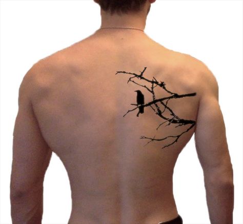 Mine Tattoo, Rabe Tattoo, Small Back Tattoos, Small Chest Tattoos, Crow Tattoo, Raven Tattoo, Back Tattoos For Guys, Tattoo Style Drawings, Cool Small Tattoos