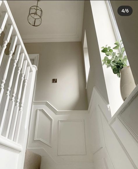 Hallway Colour Schemes, Stairs And Hallway Ideas, Stair Paneling, Entrance Hall Decor, Victorian Hallway, Hallway Colours, House Staircase, Hallway Inspiration, Narrow Hallway Decorating