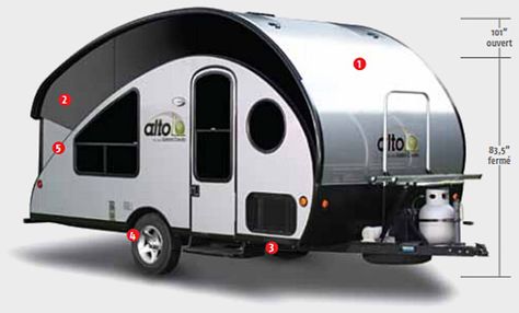 The Alto camper features a retractable seamless aluminum roof Alto Camper, Mini Campers, Pop Up Camper Trailer, Camper Art, Small Travel Trailers, Trailer Diy, Camping Inspiration, Trailer Interior, Mobile Living