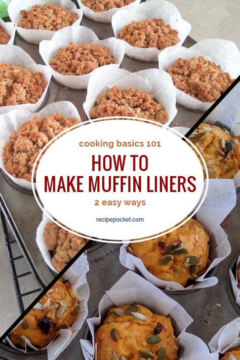 How To Make Parchment Paper Muffin Liners - 2 Easy Ways Diy Muffin Liners, Paper Muffin Liners, Dessert Inspiration, Recipes Potato, Muffin Papers, Making Bread, Kneading Dough, Easy Meal Ideas, Muffin Liners