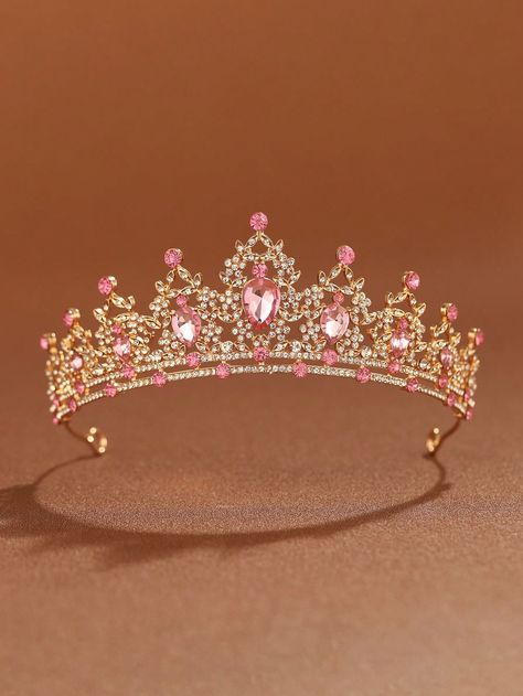 1pc Classic Wedding Elegant Alloy Crown Hair Accessory For Women, Suitable For Wedding, Birthday Party (Box Not Included) Tiaras Pink Gorgeous-Luxury   Zinc Alloy     Wedding & Event, size features are:Bust: ,Length: ,Sleeve Length: Pink Wedding Crown, Pink Xv Crown, Aurora Themed Wedding, Light Pink Quinceanera Crown, Pink Birthday Crown, Quinceanera Dolls Pink, Aurora Themed Birthday Party, Pink Quince Jewelry, Pink 15 Decorations