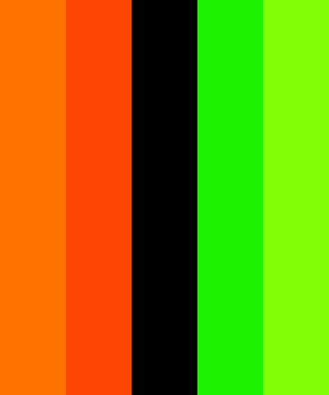 Orange Neon Color Scheme, Neon Colour Palette, Palette Challenge, Cool Color Palette, Color Palette Challenge, Electric Green, Color Schemes Colour Palettes, Vibrant Color Palette, Green Neon