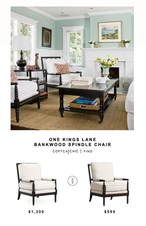 One Kings Lane Bankwood Spindle Chair for $1,300 vs Living Spaces Kindsley Accent Chair for $595 | @copycatchic look for less budget home decor get the look Cheap Living Room Furniture, Spindle Chair, Comfy Chairs, Bedroom Chair, New Living Room, Cool Chairs, Formal Living Rooms, Accent Chairs For Living Room, Front Room