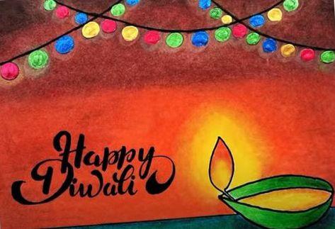 Diwali Drawing Tutorial Easy with Oil Pastel Diwali Drawing, Draw Step By Step, How To Draw Steps, Drawing Tutorial Easy, Cute Easy Drawings, Oil Pastel, Drawing Tutorial, Diwali, Easy Drawings