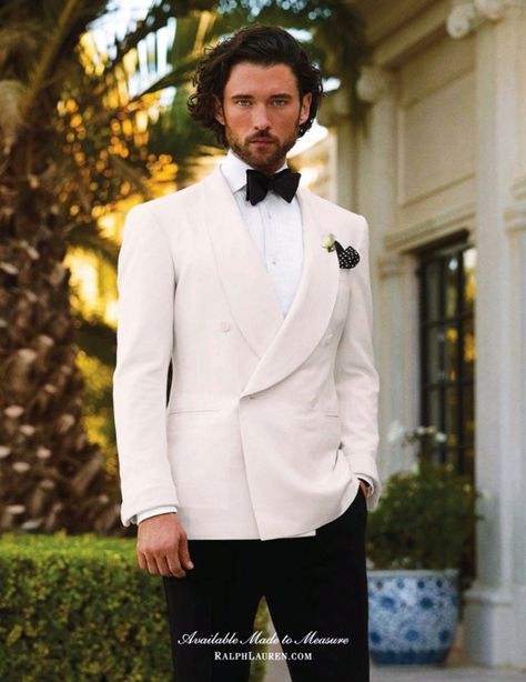 Ralph Lauren Purple Label Menswear Spring-Summer 2013 Ad Campaign Glamour Boys Men's Tuxedo Wedding, Ivory Tuxedo, Prom Blazers, White Tux, Wedding Tux, Groom Tuxedo, White Tuxedo, Dinner Jacket, Tuxedo Wedding