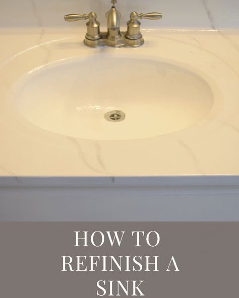 It’s easy to do a budget sink remodel with a durable Ekopel bathtub refinishing kit (from Amazon). I love how my cultured marble sinks look! #bathroomideas #bathroominspo #bathroomrenovation Marble Bathroom Counter, Painting A Sink, Painting Bathroom Countertops, Marble Countertops Bathroom, Cultured Marble Countertops, Sink Remodel, Bathroom Sink Diy, Resurface Countertops, Marble Bathtub