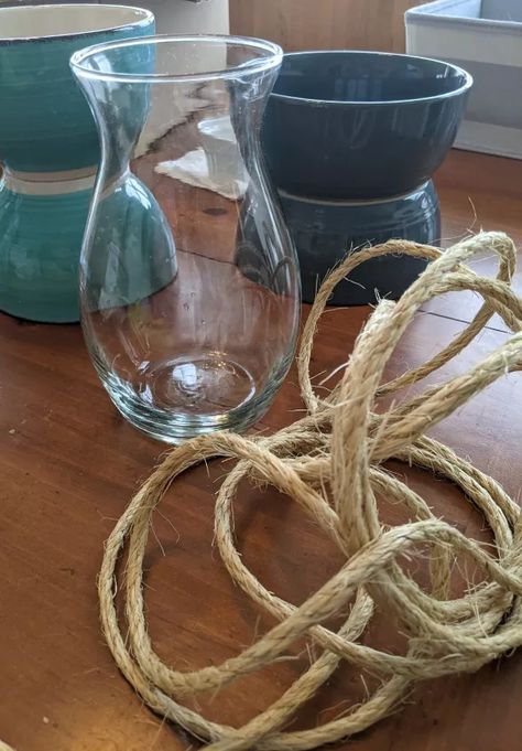 Budget friendly boho vase centerpiece for living room coffee table or dining table centerpiece. Twine Vase, Boho Baskets, Boho Centerpiece, Boho Store, Diy Wood Wall, Vase Diy, Refinish Furniture, Vase Centerpiece, Boho Vase