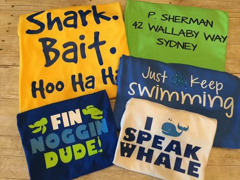 Finding Nemo Birthday Shirt, Family Disney Outfits, Finding Nemo Shirt, Nemo Birthday Party, Cute Disney Shirts, Dory Birthday, Finding Nemo Birthday, Nemo Party, Nemo Birthday