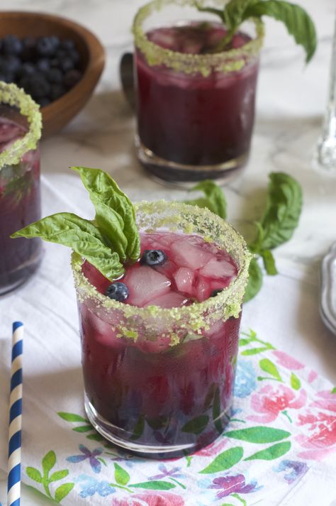 Blueberry Basil Margaritas – Midwest Nice Basil Margarita, Blueberry Simple Syrup, Blueberry Basil, Vertical Farm, Simple Syrup, Labor Day, Blueberries, Drink Recipes, Tequila