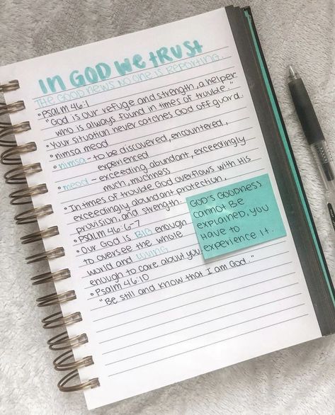 Bible Notes Ideas Notebooks Cover, Sadie Robertson Bible Notes, Cute Devotional Notes, Christian Journal Ideas Aesthetic, Pretty Bible Notes, Notebook Bible Journaling, Church Notes Journal Ideas, Bible Journaling Ideas Notebooks Layout, Bible Verses To Study