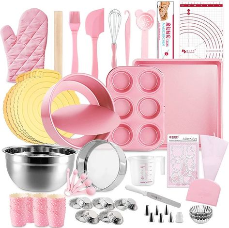 Morfakit Complete Cake Baking Set Bakery Tools for Beginner Adults Baking Sheets Bakeware Sets Baking Tools Best Gift Idea for Boys and Girls, Pink Bakery Tools, Pink Baking, Baking Kits, Bathing Products, Baking Kit, Baking Set, Bakeware Set, Cake Baking, Baking Sheets