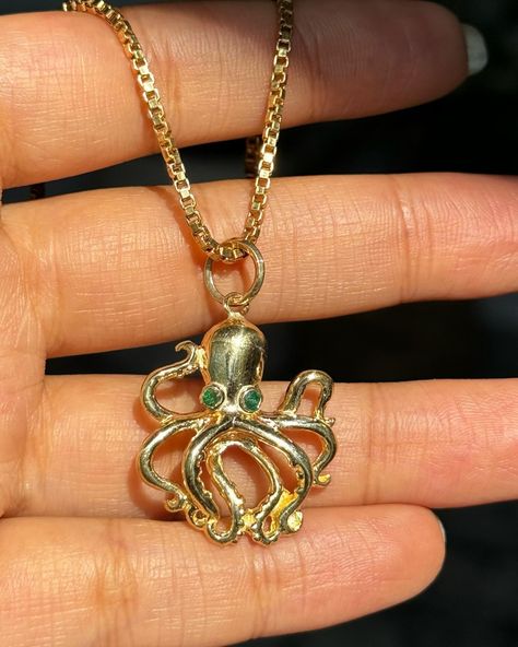 🐙S O L D 🐙 Hi Gorgeous!! octopus Pendant with emerald eyes, octopus was revered as a symbol of wisdom&intelligence. Symbol Of Wisdom, Octopus Pendant, Emerald Eyes, A Symbol, May 13, Octopus, Emerald, Pendant, On Instagram