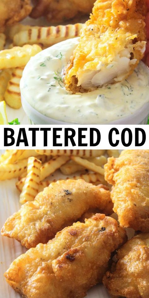 Beer Battered Cod, Battered Cod, Dinner Seafood, Cod Fish Recipes, Fish Recipes Baked, Fish Dinner Recipes, Homemade Beer, Beer Battered, Batter Recipe