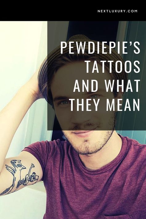 Check out the tattoos the controversial King of Youtube PewDiePie has inked and what they mean. Explore their esoteric design and the reasoning behind them. #tattooideas Pewdiepie Tattoo, Esoteric Design, Tattoos And What They Mean, Gary Baseman, Crying Eyes, Pet Frogs, Western Tattoos, S Tattoos, Tattoo Ideas For Men