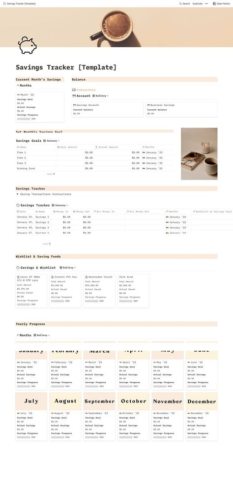 Minimalistic and aesthetic notion template for planning and tracking savings. Free Aesthetic Notion Template, Aesthetic Notion Template, Digital Planner Template, Budget Template Free, Free Planner Templates, Diary Template, Aesthetic Notion, Goals Template, Planning Template
