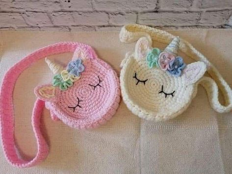 Aesthetics and attractive style crochet purse pattern for girl and women Crochet Unicorn Bag Pattern Free, Crochet Purse For Kids, Crochet Cat Purse Pattern Free, Crochet Kids Bags Free Patterns, Crochet Unicorn Purse, Amigurumi Bag, Anime Crochet, Kat Haken, Unicorn Purse