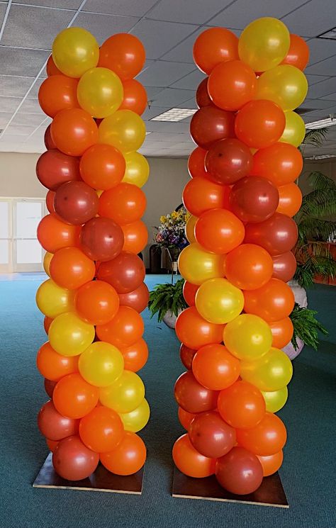 Fall Festival Balloon Columns, Thanksgiving Balloon Columns, Thanksgiving Balloon Centerpiece, Fall Festival Balloon Arch, Fall Balloon Columns, Ballon Column, Thanksgiving Dinner Decor, Balloon Tree, Balloon Tower