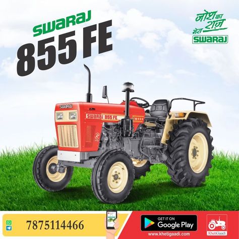 Swaraj 855 FE ✔️ 52 HP Engine ✔️ 8 Forward + 2 Reverse Partialy Constant gears ✔️ Mechanical, Optional- Power Steering Type Click here to know more ➡️ https://khetigaadi.com/new-tractor-model/swaraj-855-fe/en #SwarajTractors #TractorModel #KhetiGaadi #tractor #tractorprice #tractorSpecifications #Agriculture #Farming #agriculturemachinery #tractors Swaraj 855, Tractor Price, Agriculture Machinery, New Tractor, Agriculture Farming, Agriculture, Tractor, Google Play, Click Here