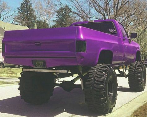 Purple Squarebody Chevy Purple Truck, Squarebody Chevy, Custom Lifted Trucks, Dream Trucks, Mud Trucks, Lifted Chevy, Lifted Chevy Trucks, Lifted Truck, Truck Yeah