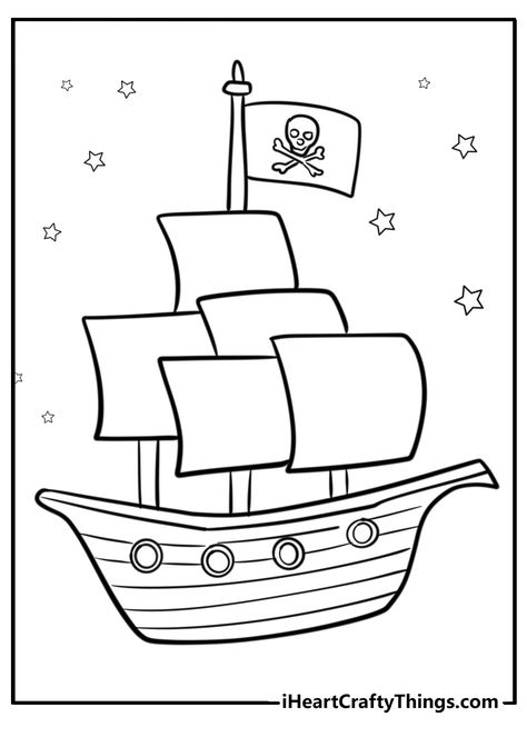 41 Pirate Ship Coloring Pages Pirate Template, Ship Coloring Pages, Cartoon Pirate Ship, Lego Pirate Ship, Cupcake Liner Crafts, Pirate Coloring Pages, Simple Boat, Golden Age Of Piracy, Pirate Ships