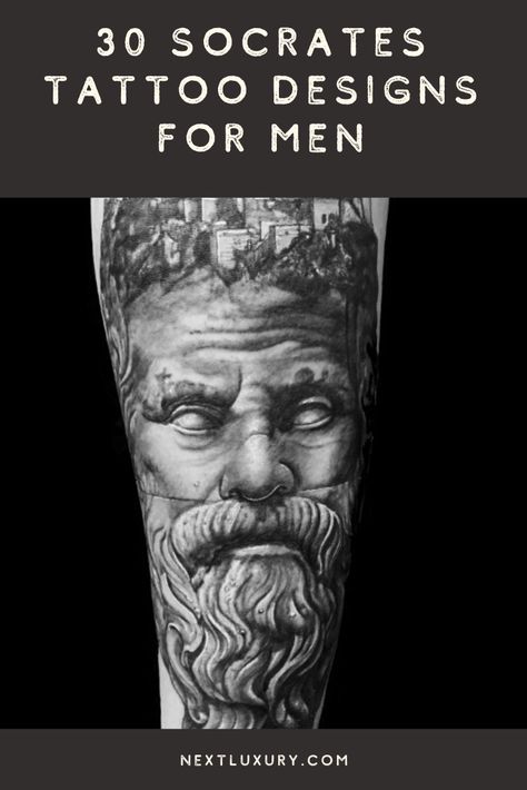 Socrates Tattoo Design, Greek Philosopher Tattoo, Philosopher Tattoo, Plato Tattoo, Stoic Tattoos For Men, Socrates Tattoo, Philosophical Tattoos, Stoic Tattoo Ideas, Stoicism Tattoo