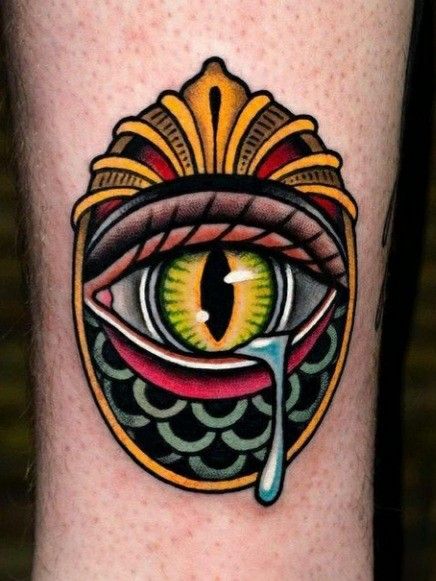 Tattoo Ideas American Traditional, School Tattoo Ideas, Colorful Tattoo Ideas, Tattoo Ideas Traditional, Traditional Tattoo Eye, Skin Tear Tattoo, Tattoo American Traditional, Fake Skin Tattoo, Tattoo Colorful