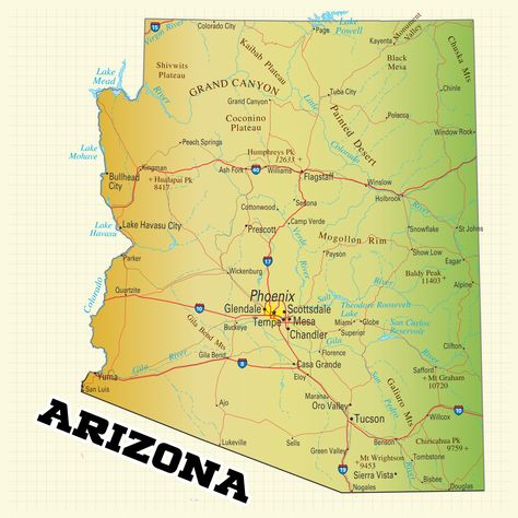 Detailed Arizona Map Map Of Arizona, Colorado Lakes, Globe Arizona, Paradise Valley Arizona, Arizona Map, Colorado City, Lake Havasu City, Lake Havasu, Printable Maps