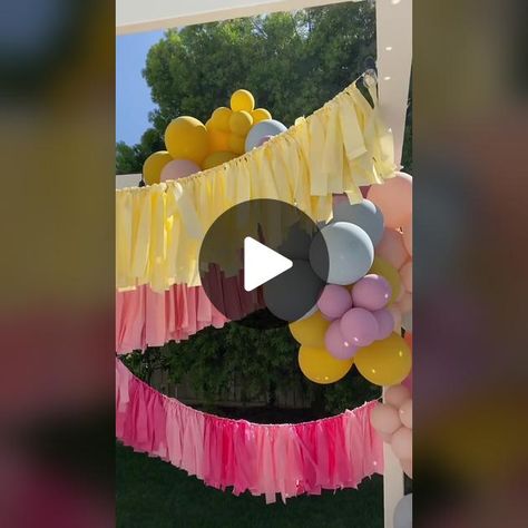 TikTok · Deb Trette Plastic Tablecloth Streamers, Plastic Tablecloth Garland Diy, Garland Made From Plastic Tablecloths, Tablecloth Fringe Garland Diy, Table Cloth Streamers Plastic Tablecloth, Diy Tassel Garland Plastic Tablecloth, Streamer Decorations, Diy Tablecloth, Party Fans