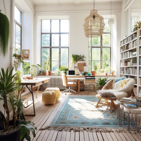 Home Sunroom, Sunroom Office, Sunroom Ideas, Dream Library, Room Theme, Flat Ideas, Craft Room Office, Room Setup, Boho Home