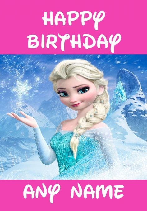 Elsa Frozen Birthday Card Frozen Birthday Wishes, Disney Birthday Cards, Frozen Food Labels, Elsa Frozen Birthday, Frozen Birthday Cards, Frozen Cards, Disney Birthday Card, Printable Birthday Cards, Editable Birthday Cards