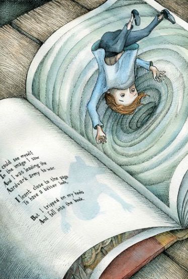 Falling in  (Illustration by Adam Oehlers) This is how I feel when I loose myself in a book. Adam Oehlers, Book Artwork, Reading Art, Book Illustration Art, Book Drawing, World Of Books, Whimsical Illustration, Magic Book, Book Inspiration