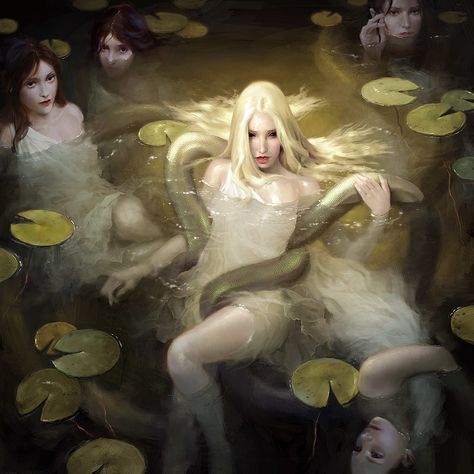 Water Nymphs, Greek Mythology Art, Magic Aesthetic, Mythology Art, Arte Fantasy, Fantastic Art, Greek Mythology, Mythical Creatures, Dark Fantasy