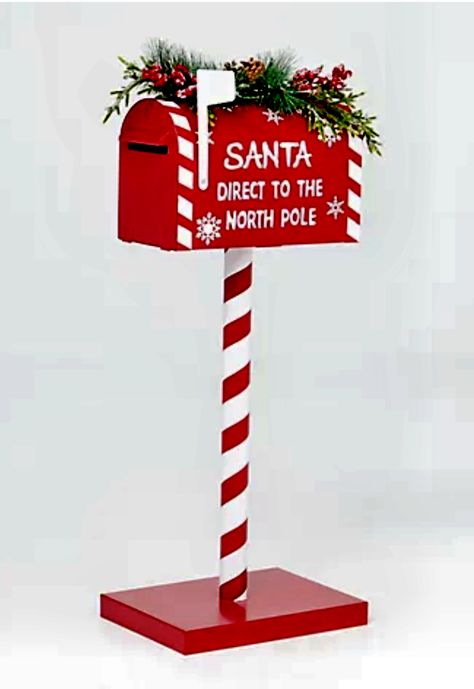 Santa’s Mailbox Diy, Crazy Christmas Decorations, Christmas Mailbox Diy, Santa Mailbox Ideas Diy, Mailbox Christmas Decorations, Santa Mailbox, Christmas Mailbox, Christmas Props, Christmas Decorations Diy Outdoor