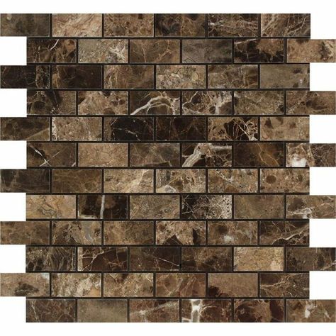 Tile & Mosaic Depot 1" x 2" Marble Brick Joint Mosaic Wall & Floor Tile | Wayfair Emperador Dark Marble, Kitchen Panel, Brick Mosaic, Shower Renovation, Dark Marble, Emperador Marble, Inside House, Marble Collection, French Country Kitchens