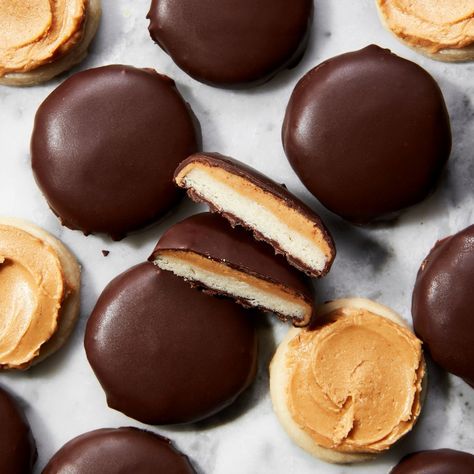 Girl Scout Tagalongs Roll Cookies, Peanut Butter Balls, Peanut Butter Cookie Recipe, Girl Scout Cookies, Chocolate Coating, Peanut Butter Cookies, Girl Scout, Copycat Recipes, Butter Cookies