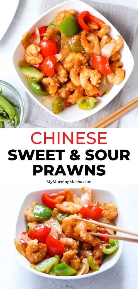 Here's how to make sweet and sour prawns Hong Kong style with this easy fakeaway recipe. This sweet & sour king prawn recipe is a must-try! Shrimp Sweet And Sour, Prawn Asian Recipe, Asian Prawn Recipes, Sweet And Sour Shrimp, Sweet And Sour Prawns Recipes, Cooked Prawn Recipes, Sweet Sour Prawns, Asian Prawns Recipe, Prawns Recipe