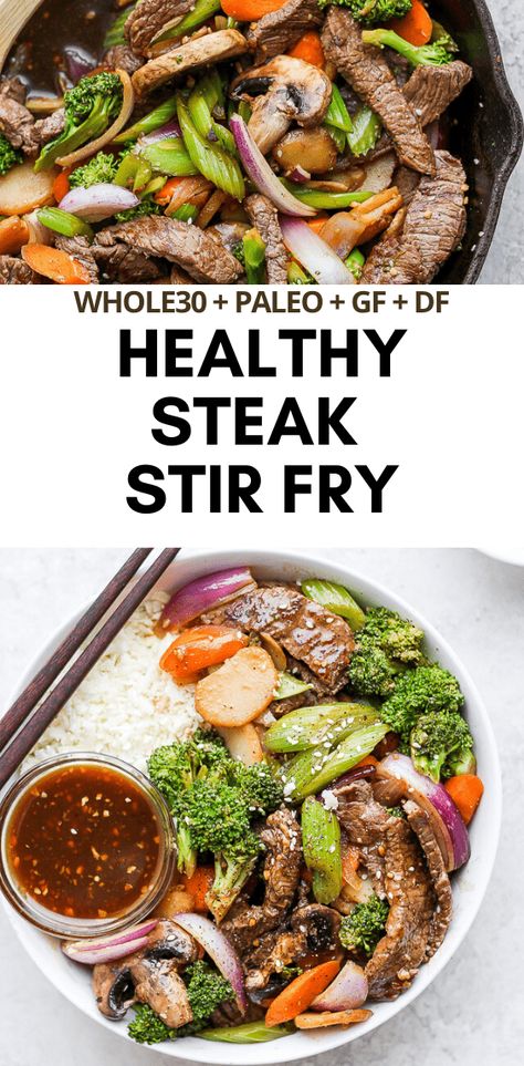 Healthy Steak Stir Fry, Easy Steak Stir Fry, Steak Recipes Healthy, Steak Bites With Sweet Potatoes, Paleo Stir Fry, Healthy Steak Recipes, Leftover Steak Recipes, Steak Stirfry Recipes, Healthy Steak