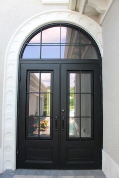 Double Door With Transom, Door With Transom, Front Entry Door, Iron Front Door, Iron Entry Doors, Double Front Doors, Door Entryway, Front Door Ideas, House Front Door