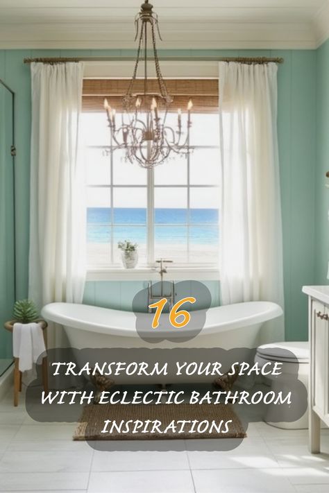 Discover how to elevate your bathroom with unique and eclectic decor ideas. From serene color palettes to stunning fixtures and accessories, these inspirations will help you create a calming oasis that reflects your personal style. Let the tranquility of the ocean inspire your choices and transform your space into a beautiful retreat. Japandi Dining Room, Eclectic Bathroom Design, Organic Modern Kitchen, Eclectic Bathroom, Bathroom Design Ideas, Modern Farmhouse Living Room, Victorian Design, Eclectic Design, Free Standing Bath Tub