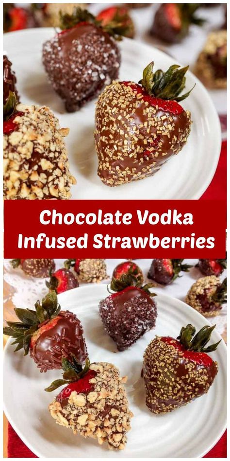 Liquor Infused Strawberries, Infused Strawberries Liquor, Alcohol Appetizers, Alcohol Strawberries, Boozy Strawberries, Desserts With Alcohol, Alcohol Infused Desserts, Vodka Infused Strawberries, Alcohol Soaked Fruit