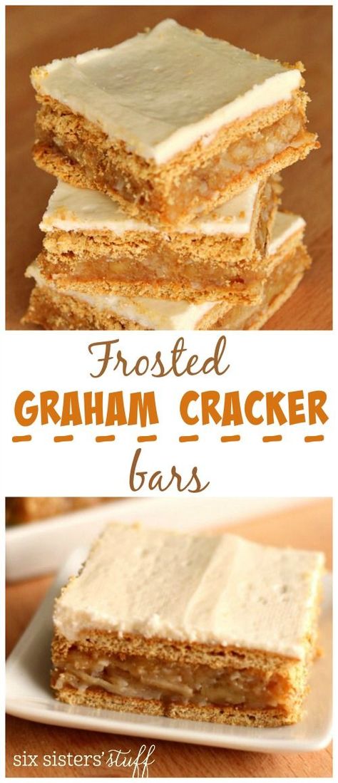 Frosted Graham Cracker Bars from Six Sisters' Stuff | A super easy dessert recipe with the delicious taste of graham crackers, butter, coconut and walnuts. Top it off with a buttercream frosting. Your family will thank you for these babies!! Graham Cracker Bars, Graham Cracker Dessert, Super Easy Dessert, Cracker Dessert, Graham Cracker Recipes, Super Easy Desserts, Coconut Dessert, Easy Dessert Recipe, Six Sisters Stuff