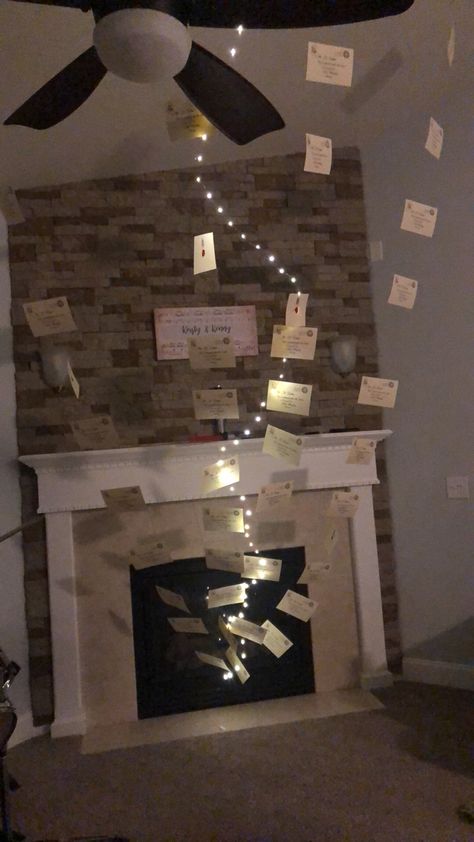 Harry Potter Letters Fireplace, Hogwarts Fireplace, Harry Potter Graduation Party, Harry Potter Fireplace, Harry Potter Events, Harry Potter Letters, Harry Potter Graduation, Harry Potter Letter, Harry Potter Movie Night